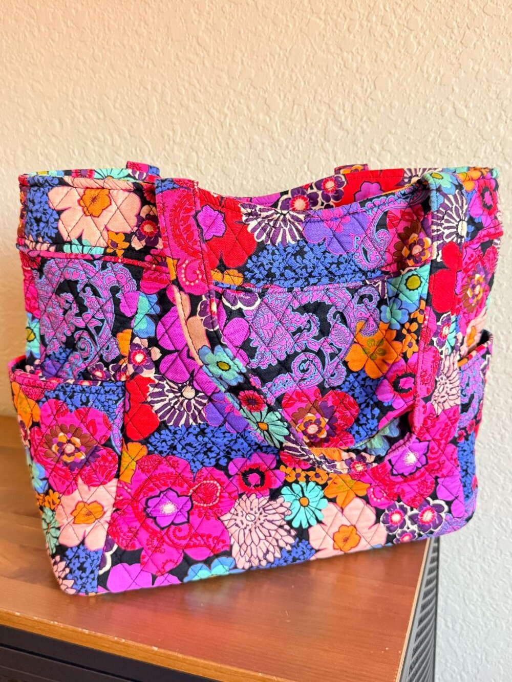 Vera Bradley Retired Rumba Paisley Quilted Tote Bag Floral Pink Purple Travel